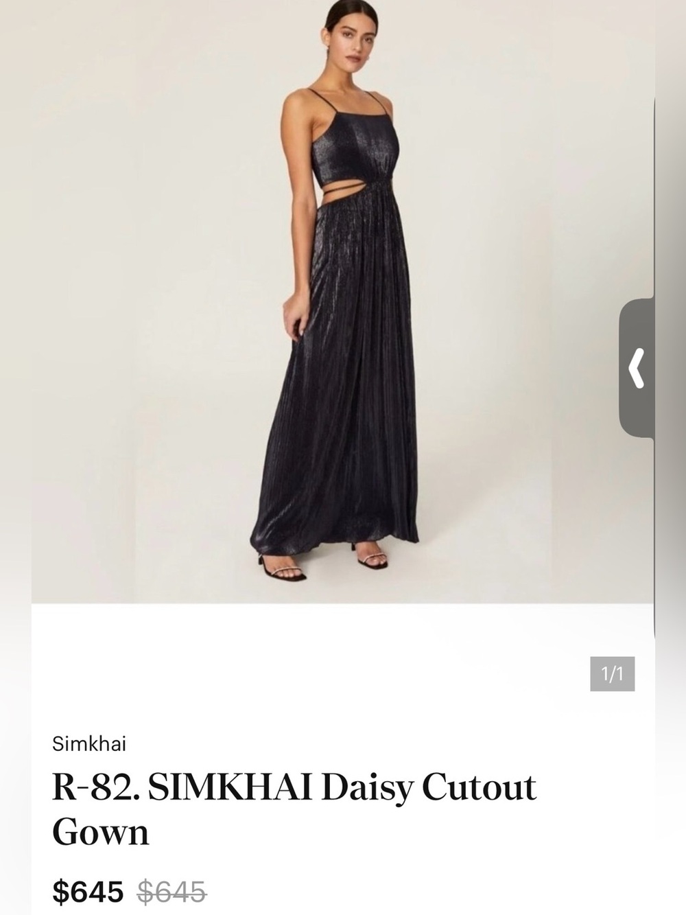 NWOT Jonathan Simkhai Daisy Metallic Cutout Pleated Maxi Gown. Size 2 & 4.